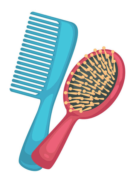 Hairbrushes of professional specialists, tools of hairdresser or stylist. Combs of different type, trendy objects for hair care. Personal item for combing, coiffure made of plastic, vector in flat