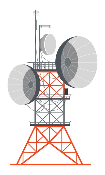 ケーブル 発電所や放送や携帯電話通信のためのシステムを持つ駅 レーダーと送信機と信号受信機 都市インフラ 高電圧アンテナ 衛星ベクトル — ストックベクタ