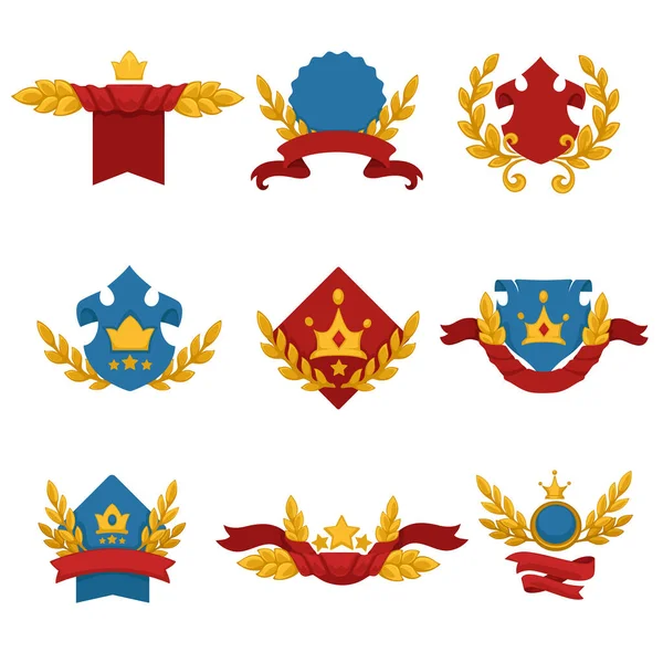 Sammlung Heraldischer Banner Mit Kopierraum Isolierte Reihe Heraldischer Ikonen Königliche — Stockvektor