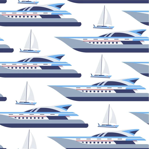 Transport Maritime Modèle Sans Couture Paquebot Croisière Voilier Tourisme Transport — Image vectorielle