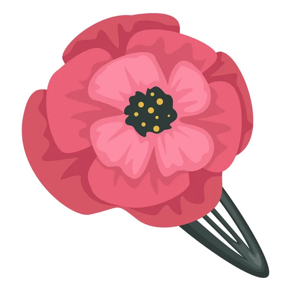 Dekorativní Barretta Kvetoucím Mákem Izolovaná Ikona Vlasových Doplňků Pro Ženské — Stockový vektor