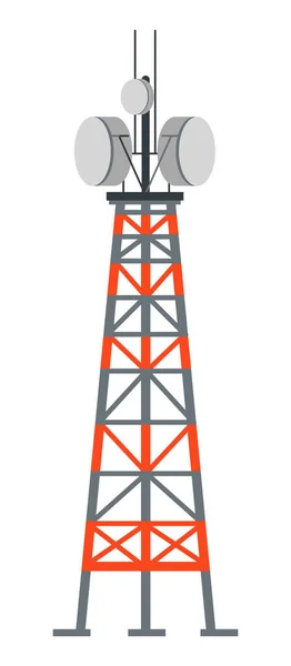 Station Télécommunication Radio Télévision Connexion Internet Signal Émetteur Tour Récepteur — Image vectorielle