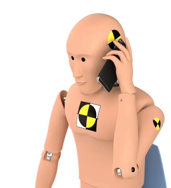 Crash Test Dummy Menggunakan Telepon Cerdas — Stok Foto