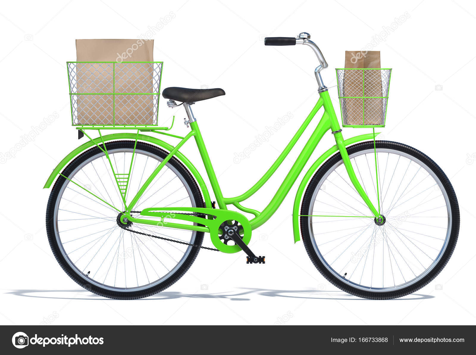 green bike with basket