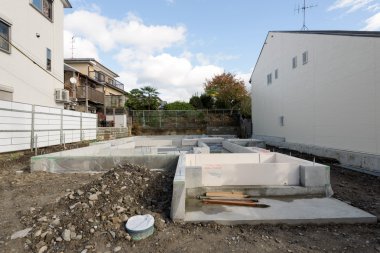 Foundation base of a family house at a neigbourhood in Kyoto Japan.  clipart