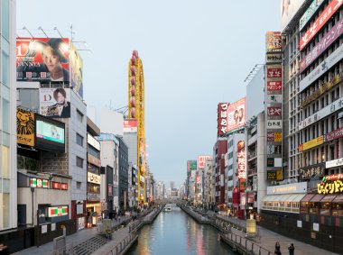 Dotonbori Osaka bölgesi, Japonya. 