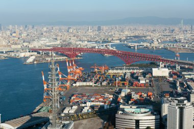 Bay, Japonya Osaka görünümünü.