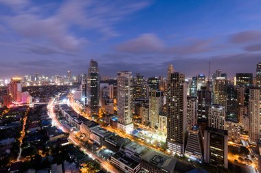 Makati manzarası, Metro Manila, Filipinler. 