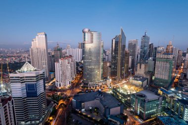 Makati manzarası Metro Manila, Filipinler.