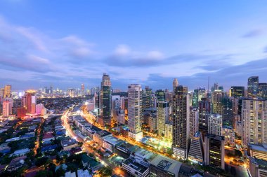 Makati manzarası, Manila, Filipinler. 