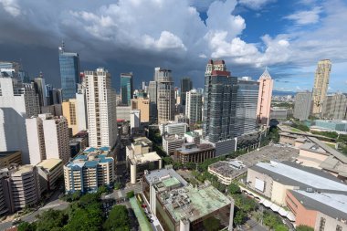 Makati manzarası Manila, Filipinler. 