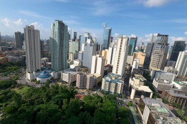 Makati manzarası Manila, Filipinler. 
