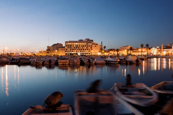 Faro Portugal April 2018 Nachtansicht Der Altstadt Und Des Yachthafens — Stockfoto