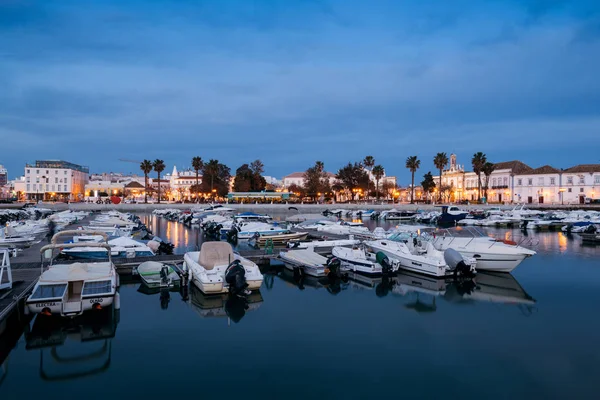 Faro Portugal April 2018 Nachtansicht Der Altstadt Und Des Yachthafens — Stockfoto