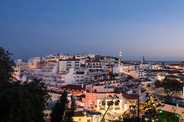 Albufeira Portugal April Natt Panoramautsikt Över Gamla Stan Albufeira Staden — Stockfoto