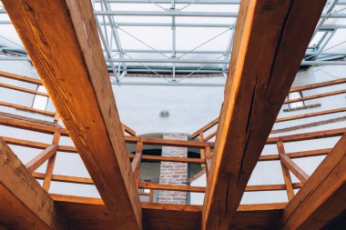 Brasov, Romania - Nov 10, 2019: The wooden structure of the White Tower in Brasov, Romania. 