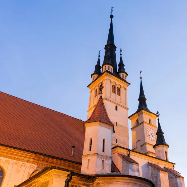 Brasov Roménia Nov 2019 Igreja São Nicolau Noite Brasov City — Fotografia de Stock