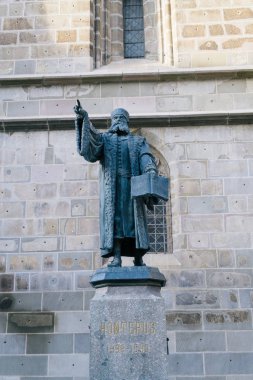 Brasov, Romania - Nov 09, 2019: Tourist at Biserica Neagr (Black Church), Brasov, Romania, 
