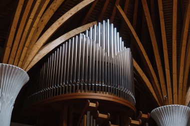 Miercurea Ciuc, Romania - Dec 09, 2019: Roman Catholic church (designed by Imre Makovecz), Miercurea Ciuc, Cskszereda, Szeklerburg, Romania, Europe, 