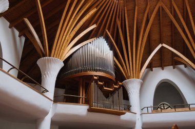 Miercurea Ciuc, Romania - Dec 09, 2019: Roman Catholic church (designed by Imre Makovecz), Miercurea Ciuc, Cskszereda, Szeklerburg, Romania, Europe, 