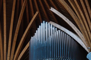 Miercurea Ciuc, Romania - Dec 09, 2019: Roman Catholic church (designed by Imre Makovecz), Miercurea Ciuc, Cskszereda, Szeklerburg, Romania, Europe, 
