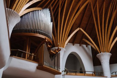 Miercurea Ciuc, Romania - Dec 09, 2019: Roman Catholic church (designed by Imre Makovecz), Miercurea Ciuc, Cskszereda, Szeklerburg, Romania, Europe, 