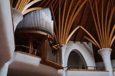 Miercurea Ciuc, Romania - Dec 09, 2019: Roman Catholic church (designed by Imre Makovecz), Miercurea Ciuc, Cskszereda, Szeklerburg, Romania, Europe, 