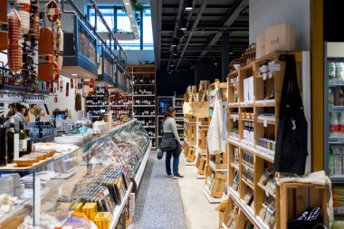 Athens, Greece - Dec 21, 2019: Ergon House an upscale restaurant and food market in  Athens, Greece. 