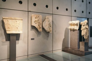 Athens, Greece - Dec 22, 2019: Exhibition in The Acropolis Museum in Athens, Greece, Europe