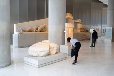 Athens, Greece - Dec 22, 2019: Exhibition in The Acropolis Museum in Athens, Greece, Europe