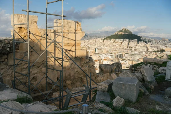 Athens Greece Dec 2019 View Acropolis Lykavittos Hill Town — 스톡 사진