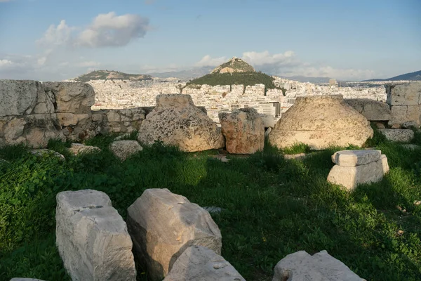 Atenas Grécia Dez 2019 Vista Acrópole Para Colina Lykavittos Para — Fotografia de Stock