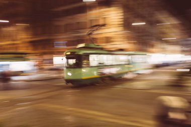 Rome, Italy - Dec 24, 2019: Tramway in a Rome station near the Saint Peter Place, Vatican, Rome, Italy, Europe