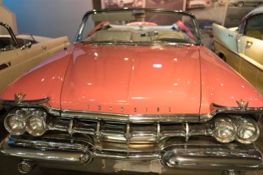 Athens, Greece - Dec 22, 2019: Interior view of the Hellenic Motor Museum in Athens city. Collection of old time classic cars from around the world