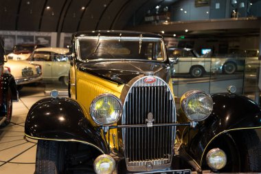 Athens, Greece - Dec 22, 2019: Interior view of the Hellenic Motor Museum in Athens city. Collection of old time classic cars from around the world
