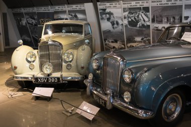Athens, Greece - Dec 22, 2019: Interior view of the Hellenic Motor Museum in Athens city. Collection of old time classic cars from around the world
