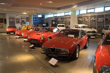 Athens, Greece - Dec 22, 2019: Interior view of the Hellenic Motor Museum in Athens city. Collection of old time classic cars from around the world