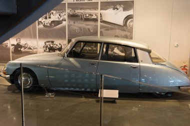 Athens, Greece - Dec 22, 2019: Interior view of the Hellenic Motor Museum in Athens city. Collection of old time classic cars from around the world