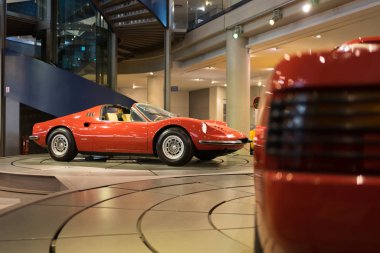 Athens, Greece - Dec 22, 2019: Interior view of the Hellenic Motor Museum in Athens city. Collection of old time classic cars from around the world