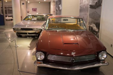 Athens, Greece - Dec 22, 2019: Interior view of the Hellenic Motor Museum in Athens city. Collection of old time classic cars from around the world