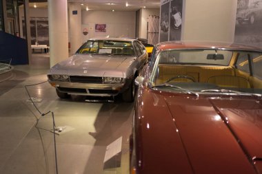 Athens, Greece - Dec 22, 2019: Interior view of the Hellenic Motor Museum in Athens city. Collection of old time classic cars from around the world