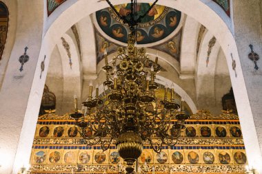 Bucharest, Romania - Dec 14, 2019: The old Saint John New Church near Unirii Square in Bucharest, Romania.
