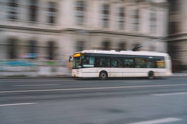 Bucharest, Romania - Dec 14, 2019: Trolley bus in Bucharest, Romania