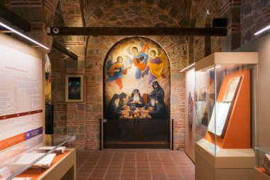 Meteora, Greece - Dec 16, 2019: Museum inside the Varlaam Monastery in Meteora, Greece. 