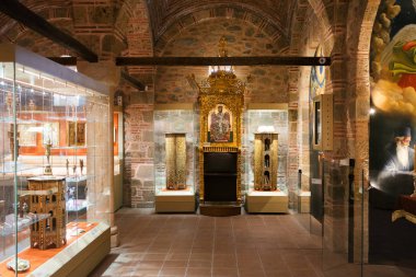 Meteora, Greece - Dec 16, 2019: Museum inside the Varlaam Monastery in Meteora, Greece. 