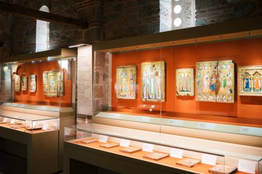 Meteora, Greece - Dec 16, 2019: Museum inside the Varlaam Monastery in Meteora, Greece. 