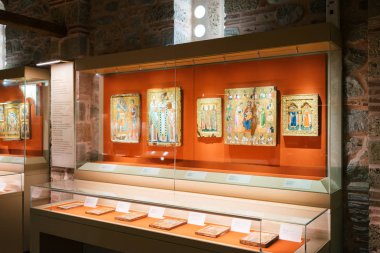Meteora, Greece - Dec 16, 2019: Museum inside the Varlaam Monastery in Meteora, Greece. 