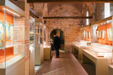 Meteora, Greece - Dec 16, 2019: Museum inside the Varlaam Monastery in Meteora, Greece. 