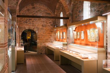 Meteora, Greece - Dec 16, 2019: Museum inside the Varlaam Monastery in Meteora, Greece. 