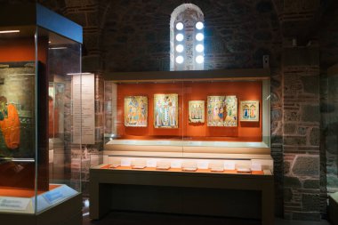 Meteora, Greece - Dec 16, 2019: Museum inside the Varlaam Monastery in Meteora, Greece. 
